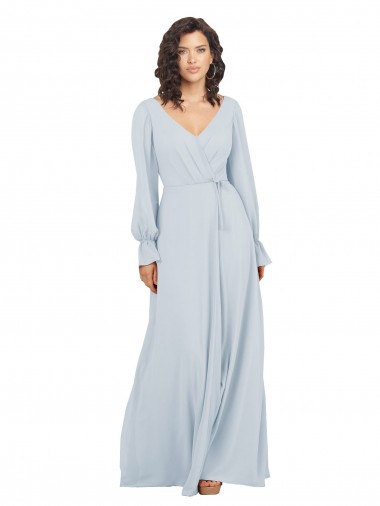 Shop Long Sleeve Chiffon Bridesmaid Dress with Bow Detail Montreal