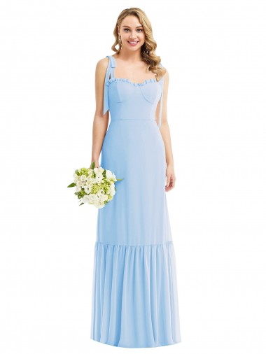 Shop Tie Shoulder Bustier Bodice Ruffle Hem Maxi Bridesmaid Dress Montreal