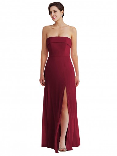 Shop Cuffed Strapless Maxi Formal Bridesmaid Dress with Front Slit Montreal