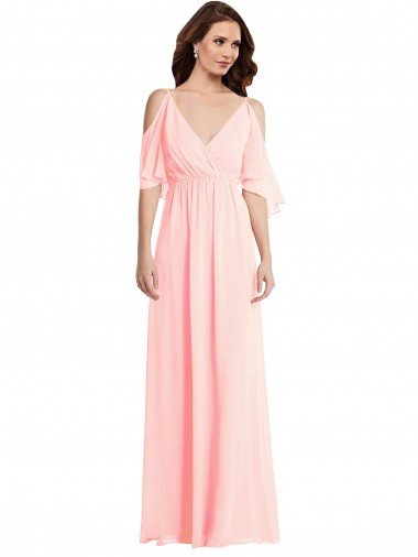 Shop Cold Shoulder Draped Wrap Maxi Bridesmaid Dress Montreal