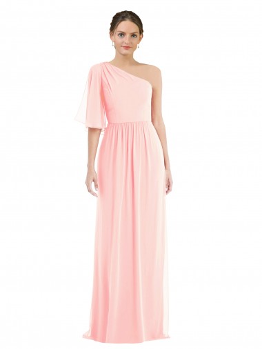 Shop One Shoulder Bell Sleeves Chiffon Maxi Bridesmaid Dress Montreal