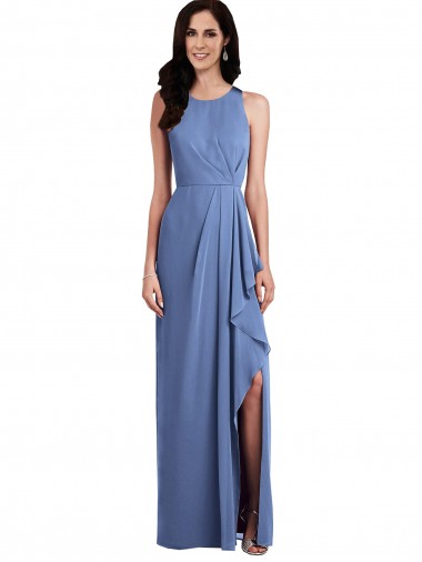 Shop Sleeveless Chiffon Bridesmaid Dress with Draped Front Slit Montreal