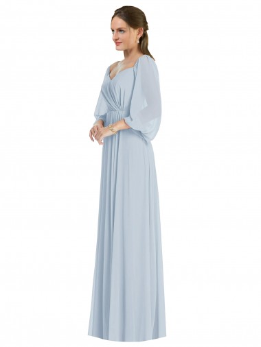Shop Off the Shoulder Puff Sleeve Maxi Formal Bridesmaid Dress with Front Slit Montreal