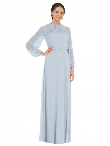 Shop Strapless Chiffon Maxi Formal Bridesmaid Dress with Puff Sleeve Blouson Overlay Montreal