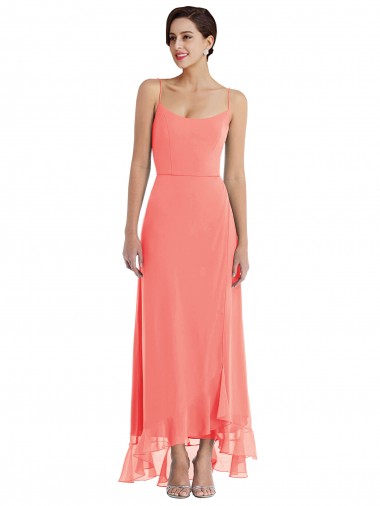 Shop Scoop Neck Ruffle Trimmed High Low Maxi Bridesmaid Dress Montreal