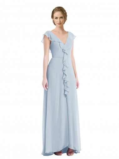Shop Ruffle Trimmed V Back Chiffon Maxi Bridesmaid Dress Montreal