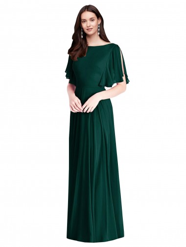 Shop Backless Floor Length Split Sleeves Maxi Bridesmaid Dress Montreal