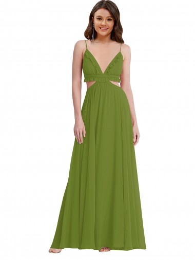 Shop Ruffled Chiffon Cutout Maxi Bridesmaid Dress Montreal
