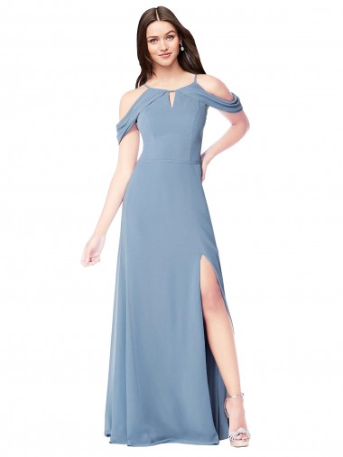 Shop High Neck Chiffon Bridesmaid Dress with Draped Sleeves Montreal