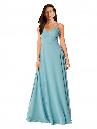 Shop Draped Empire V-Neck Chiffon Bridesmaid Dress Montreal