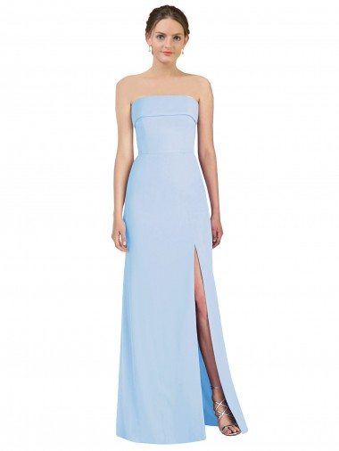 Shop Strapless Trumpet Chiffon Formal Bridesmaid Dress with Thigh high Slit Montreal