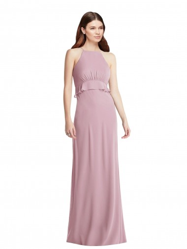 Shop Bias Ruffle Empire Waist Halter Maxi Bridesmaid Dress Montreal