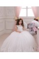 Ivory Ball Gown Bateau Neck Chapel Train Sleeveless Flower Girl Dress