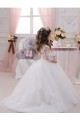 Ivory Ball Gown Bateau Neck Long Chapel Train Sleeveless Flower Girl Dress