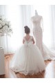 Ivory Ball Gown Chapel Train Sleeveless Flower Girl Dress