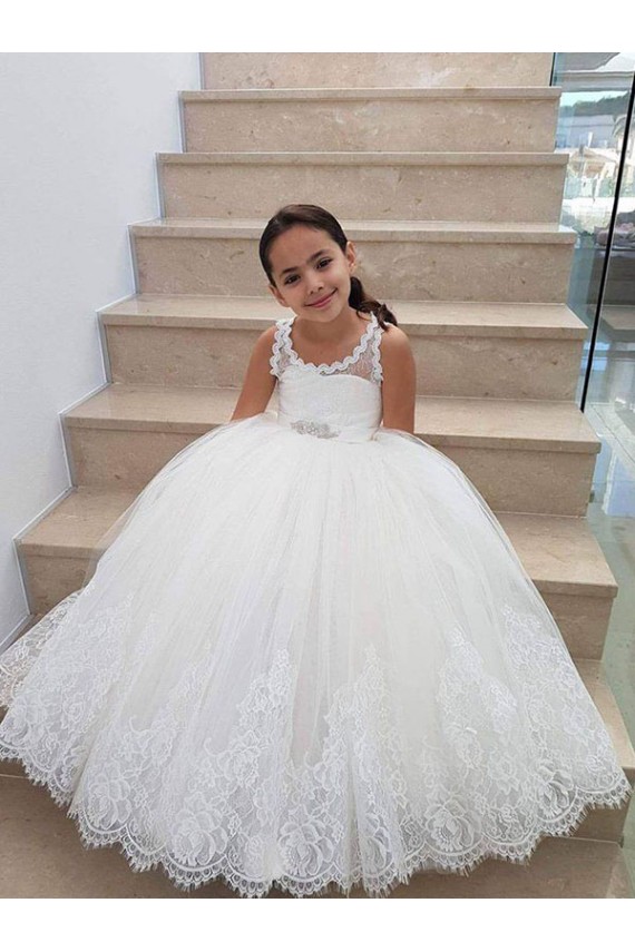 Ivory Ball Gown Floor Length Flower Girl Dress