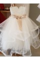 Ivory Ball Gown High Neck Floor Length Flower Girl Dress