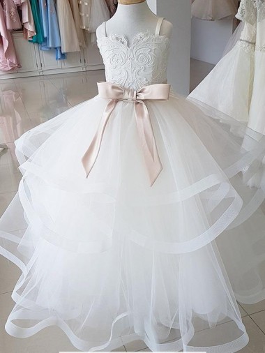 Shop Ivory Ball Gown High Neck Floor Length Flower Girl Dress Montreal