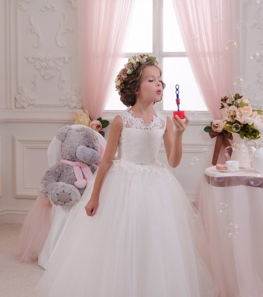 Shop Ivory Ball Gown High Neck Floor Length Sleeveless Flower Girl Dress Montreal