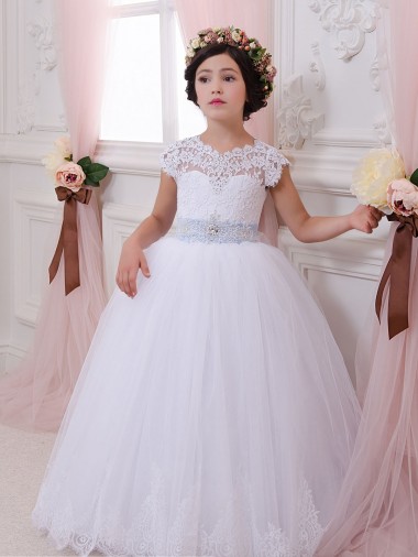 Shop Ivory Ball Gown Sweetheart Chapel Train Cap Sleeve Flower Girl Dress Montreal