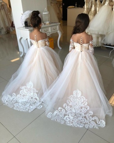 Shop Ivory Ball Gown Sweetheart Chapel Train Long Sleeve Flower Girl Dress Montreal
