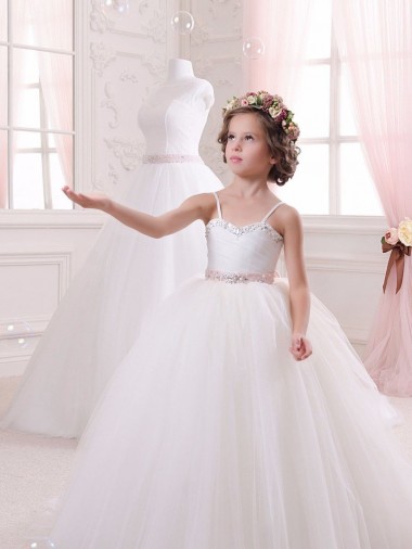 Shop Ivory Ball Gown Sweetheart Chapel Train Sleeveless Flower Girl Dress Montreal