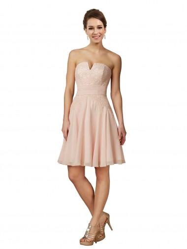 Shop Lace and Chiffon Bridesmaid Dress / Cocktail Dress with Unique Neckline Montreal