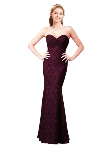 Shop Fitted Long Lace Bridesmaid Dress with Sweetheart Neckline Montreal