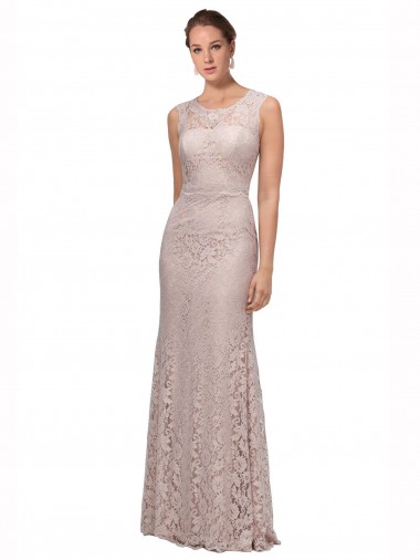 Shop Long Sleeveless All Lace Bridesmaid Dress / Prom Dress with Scoop Neckline Montreal