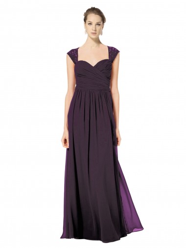 Shop Long Chiffon Sweetheart Bridesmaid with Lace Straps and Keyhole Back Montreal
