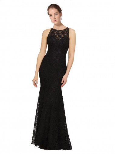 Shop Fitted Lace Bridesmaids Dress with Jewel Neckline and Open Back Montreal