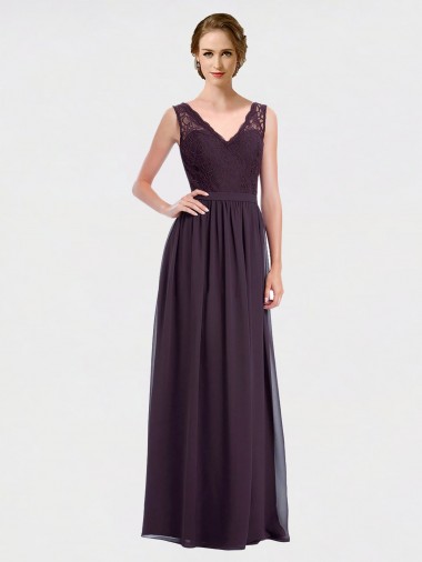 Shop V-Neck Bridesmaid Dress with Corded Lace Bodice Montreal