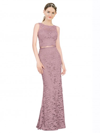 Shop Sleeveless Crop Top High Neck Mermaid Lace Bridesmaid Dress / Prom Dress Montreal
