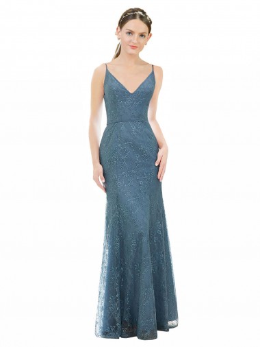 Shop Deep V-Neck All Over Chantilly Lace Bridesmaid Dress with Criss Cross Open Back Montreal