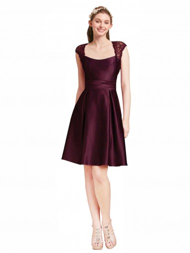 Shop Short Knee Length Lace Cocktail Bridesmaid Dress with Square Neck Montreal