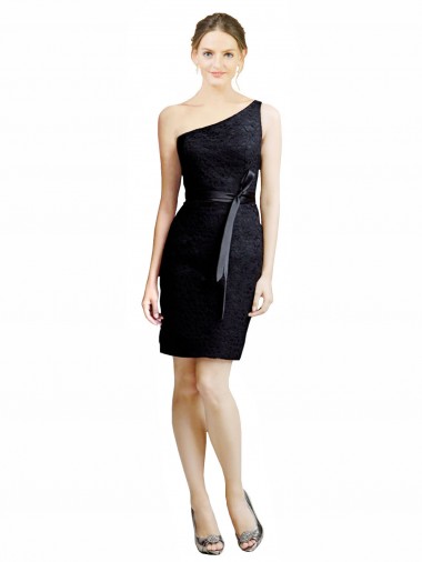 Shop One Shoulder Short Lace Cocktail Bridesmaid Dress with Satin Waistband Montreal