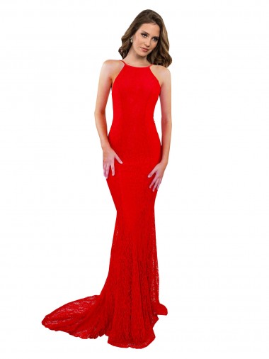 Shop High Neck Long Formal Lace Bridesmaid Dress / Prom Dress with Open Back Straps Montreal