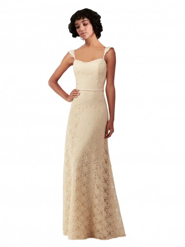 Shop Lace A-Line Long Bridesmaids Dress with Satin Waistband Montreal
