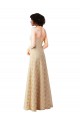 Lace A-Line Long Bridesmaids Dress with Satin Waistband