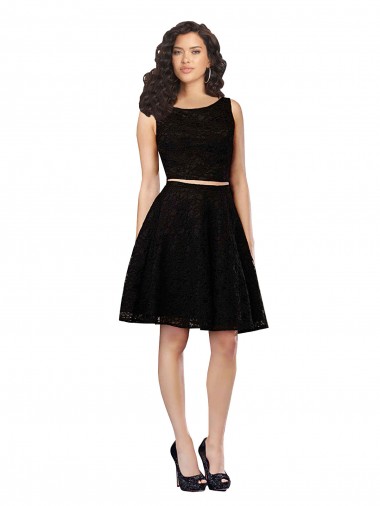Shop Two Piece Short Lace Cocktail Bridesmaid Dress with Jewel Neckline Montreal