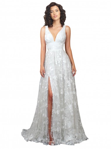 Shop Plunging V-Neckline Wedding Dress with Slit Montreal