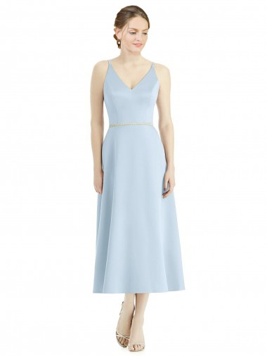 Shop Short Tea Length V-Neck Satin Bridesmaid Dress Montreal