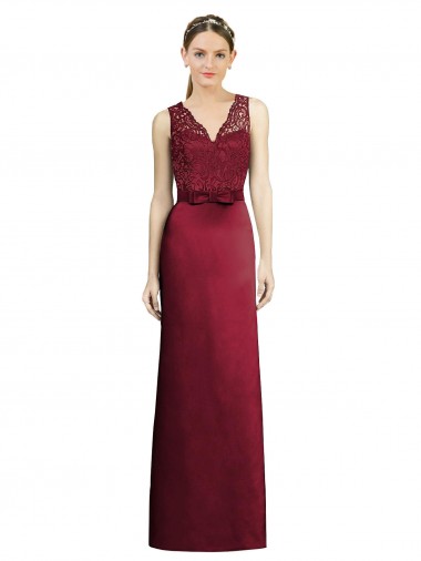 Shop Full Length Sleeveless Satin Bridesmaid Dress with Lace Bodice Montreal