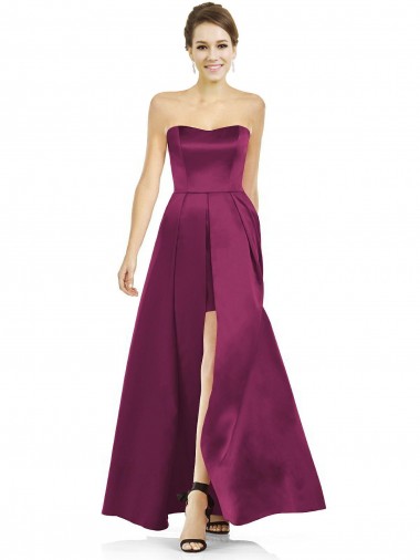 Shop Full Length Strapless Long Satin Bridesmaid Dress with Sweetheart Neckline Montreal