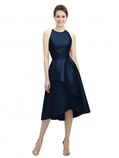 Shop Halter Neck Short Tea Length Sleeveless Satin Bridesmaid Dress Montreal