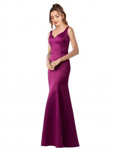 Shop Fitted Sexy Open Back Formal Satin Bridesmaids Dress with Floral Details Montreal