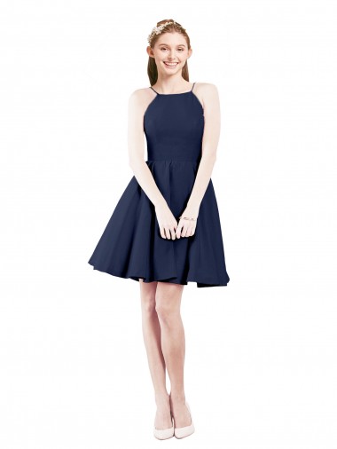 Shop Halter Neck Short Knee Length Satin Cocktail Bridesmaid Dress Montreal