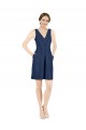 Deep V-Neck Short Knee Length Satin Cocktail Bridesmaid Dress with Slimming Pleats