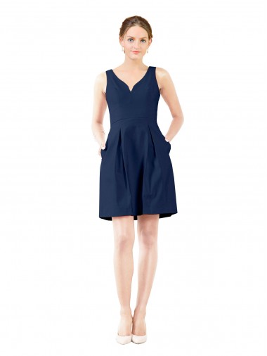 Shop V-Neck A-Line Satin Cocktail Bridesmaid Dress with Pockets Montreal