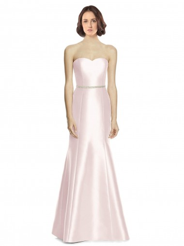 Shop Long Sweetheart Satin Bridesmaid Dress with Slim Beaded Sash Montreal